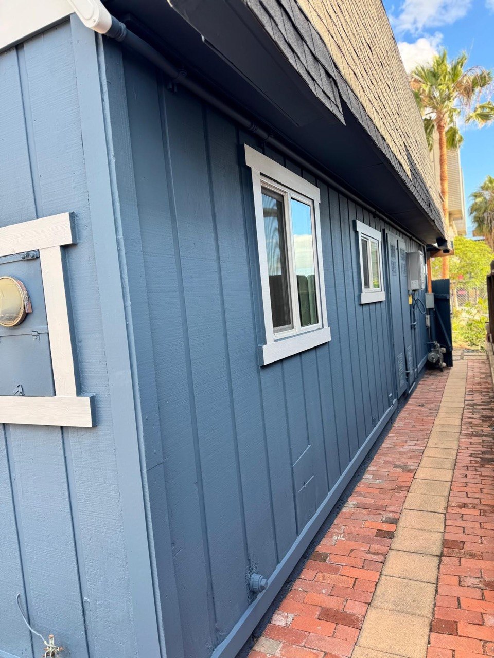 Finished blue exterior house painting, Dana Point CA