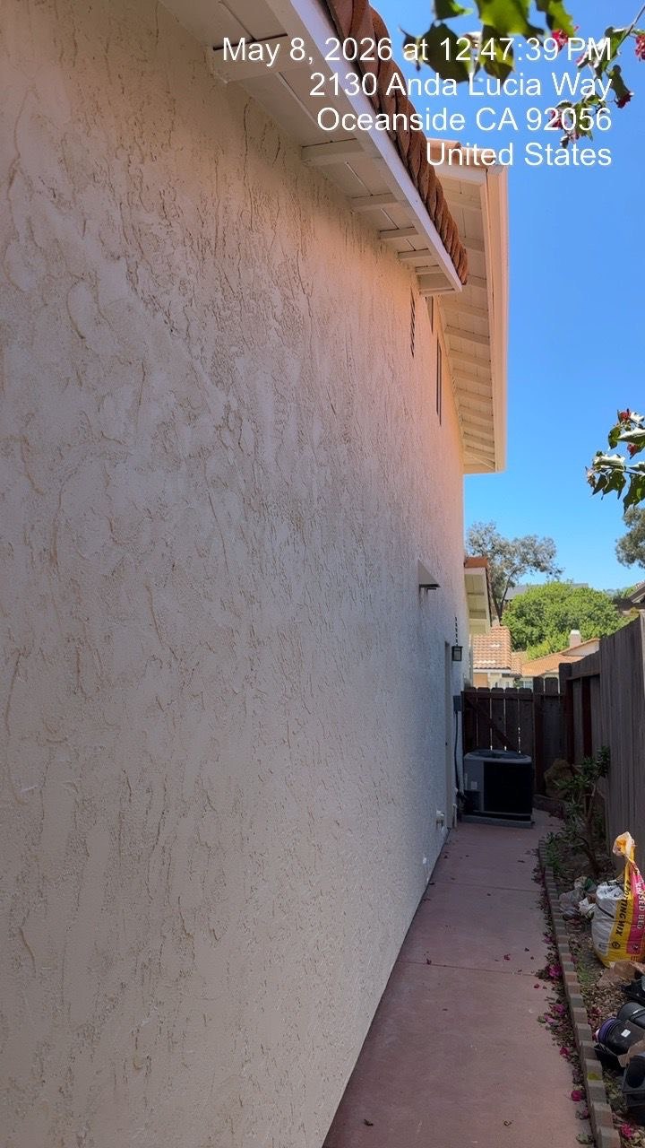 Exterior stucco wall painting detail, Oceanside CA