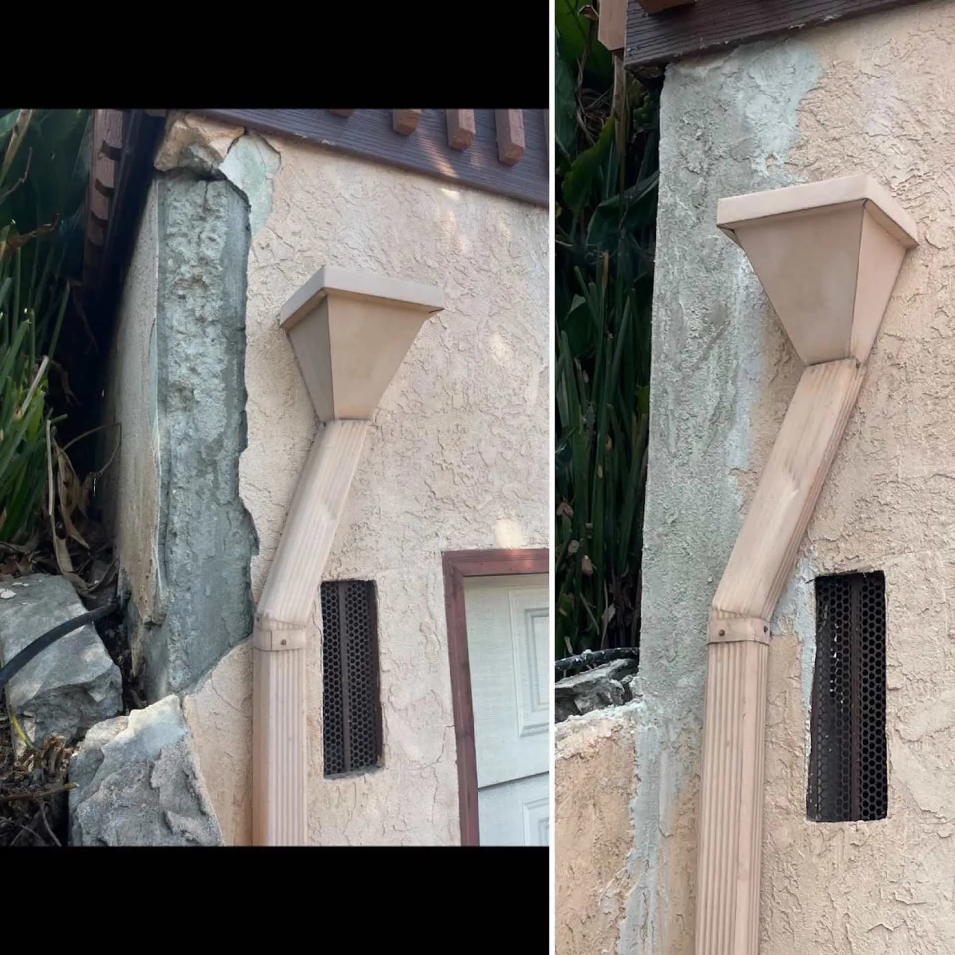 Stucco repair and texture matching on a San Diego home exterior