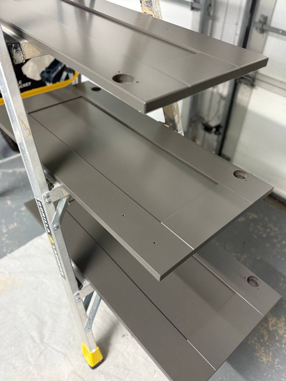 Cabinet doors drying after refinishing, Los Angeles