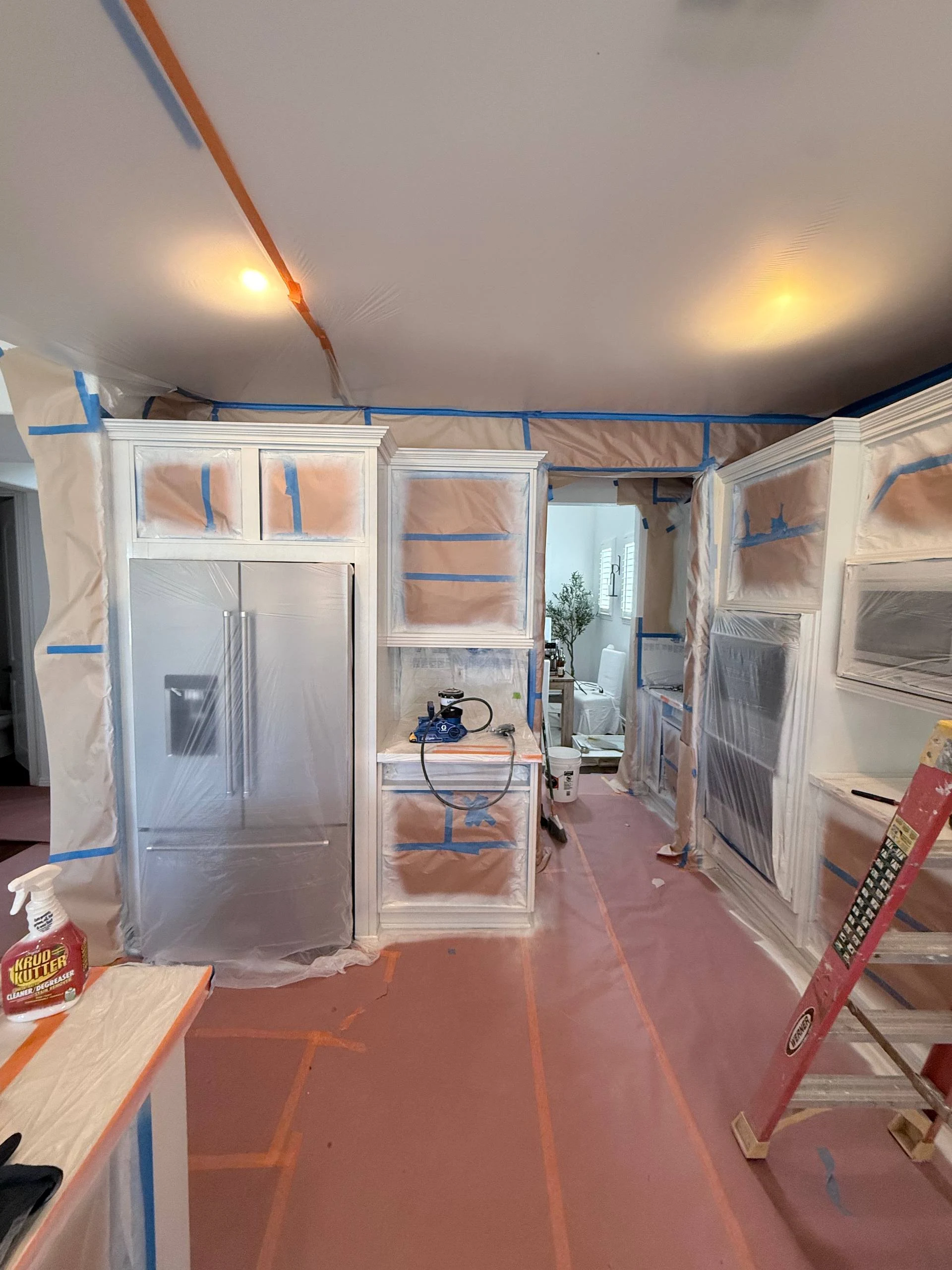 Kitchen Cabinet Masking — In Progress