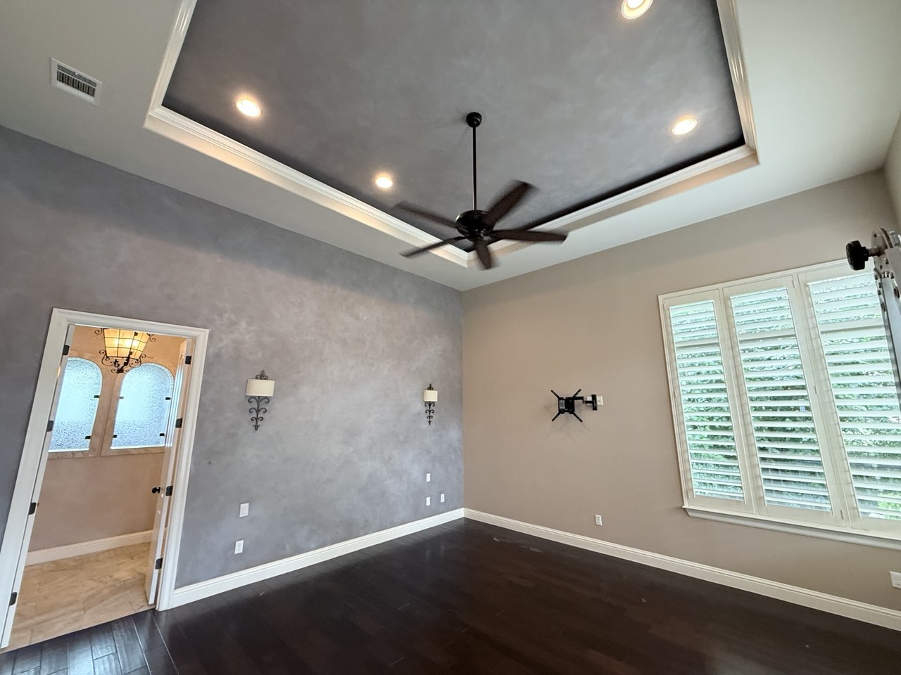 Limewash accent wall and tray ceiling, Los Angeles