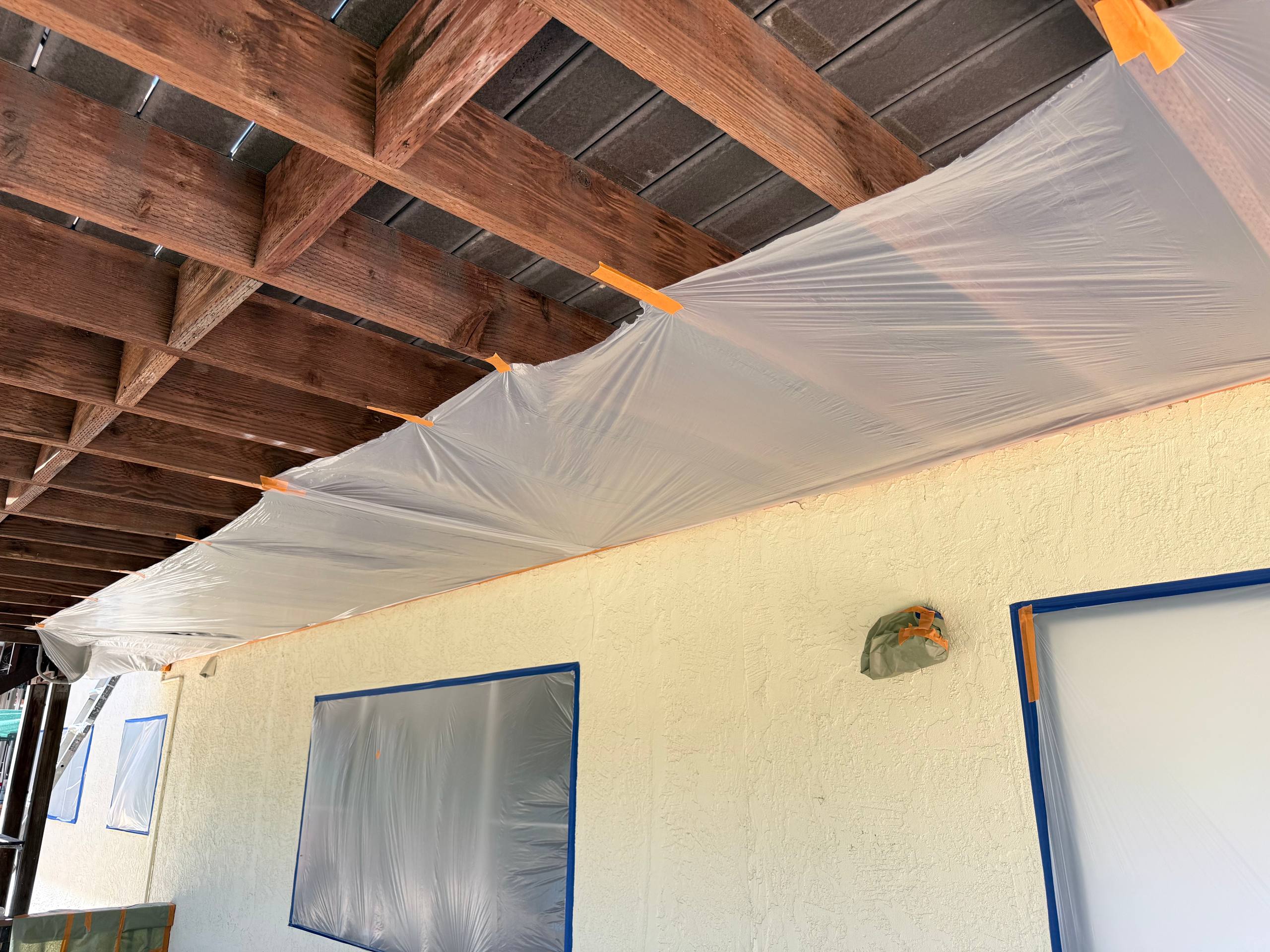 Wood deck underside staining prep, Orange County