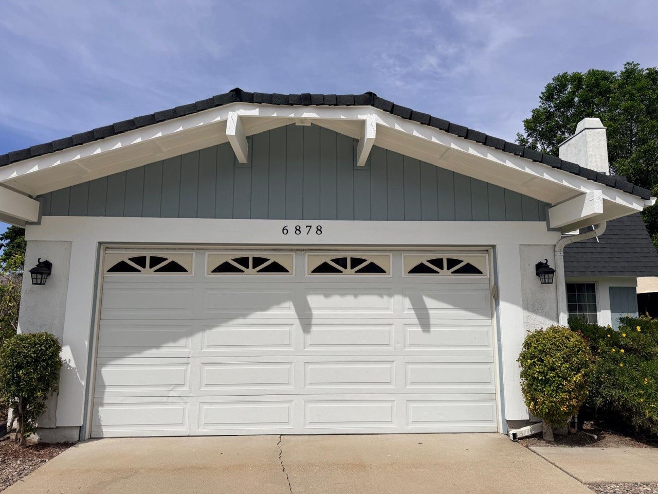 Exterior garage painting detail, Yorba Linda CA