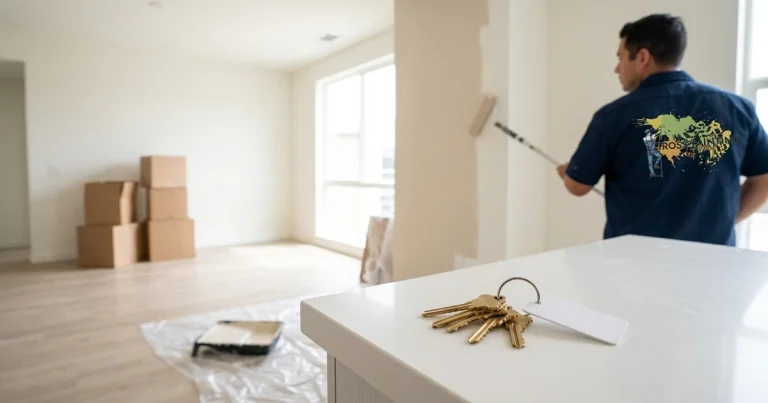 Touch-up painting in an empty rental unit between tenants, San Diego
