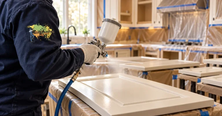 Kitchen cabinet spray-finishing preparation